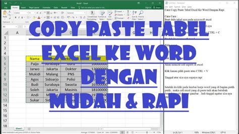 Cara Copy Paste Tabel Excel Ke Word Supaya Tidak Berantakan Youtube
