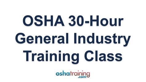 Osha 30 Hour General Industry Training Youtube