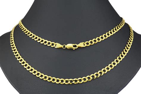 Solid 14k Yellow Gold 5mm Cuban Curb Chain Link Necklace Lobster Clasp
