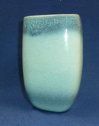 Mid Century Modern Glidden Pottery Vase 2 Mottled Turquoise Blue 8 3 8 Tall Ebay Pottery