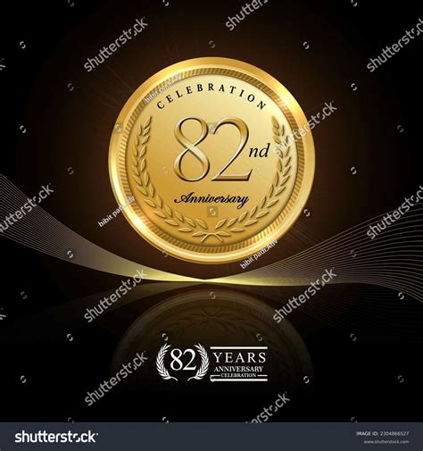82nd Gold Anniversary Celebration Logo With Royalty Free Stock Vector