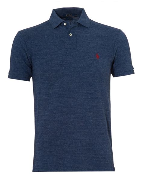 Ralph Lauren Mens Slim Fit Polo Cotton Mesh Indigo Blue Polo Shirt