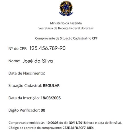 Em caso de fraudes ou inexistência da pessoa a receita federal poderá anular o cpf, também poderá ser anulada cpf. Comprovante de Situação Cadastral do CPF - Receita Federal ...