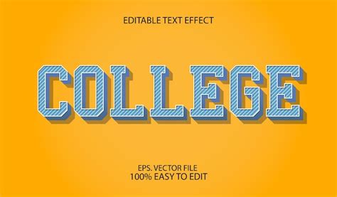 Premium Vector College Text Effect