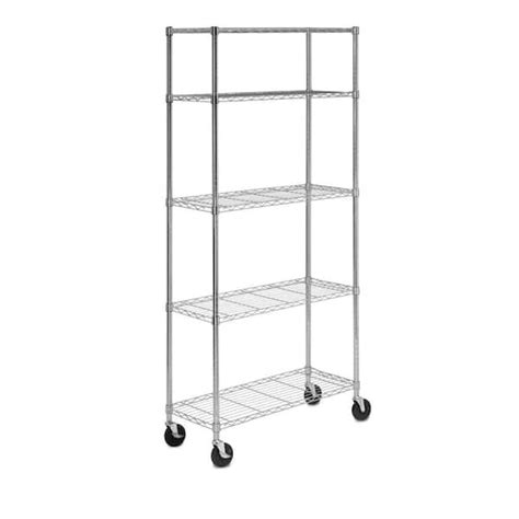 Hdx 5 Tier Steel Wire Shelving Unit With Casters In Chrome 48 In W X