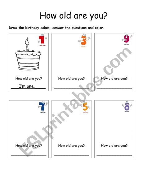 English Worksheets How Old Are You