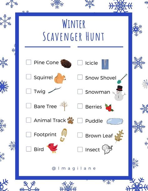 Winter Scavenger Hunt Printable Printable Word Searches