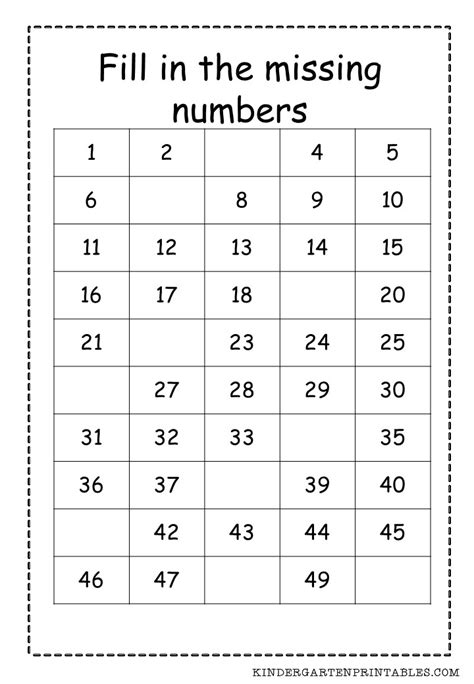 Printable Counting Worksheet Up To 50 French Immersion Math Worksheets