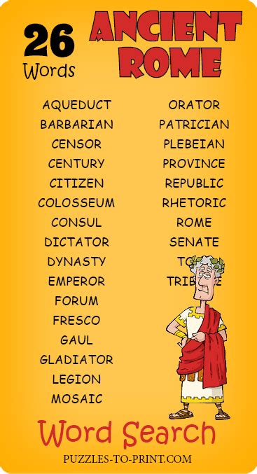 Ancient Rome Word Search Activity Review 26 Important Vocabulary Words