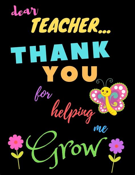 Dear Teacher Thank You For Helping Me Grow Teacher Notebook T