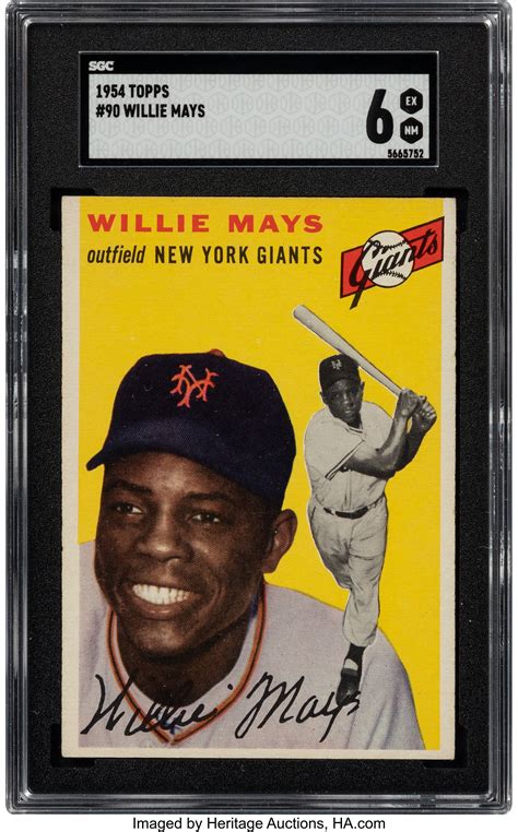1954 Topps Willie Mays 90 Sgc Exnm 6 Baseball Cards Singles Lot
