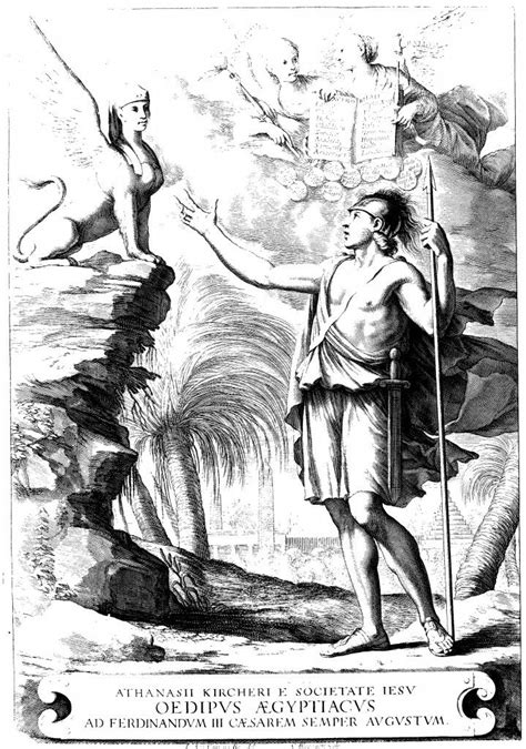Frontispiece Depicting Oedipus Solving The Riddle Of The Sphinx From Oedipus Aegyptiacus Tom