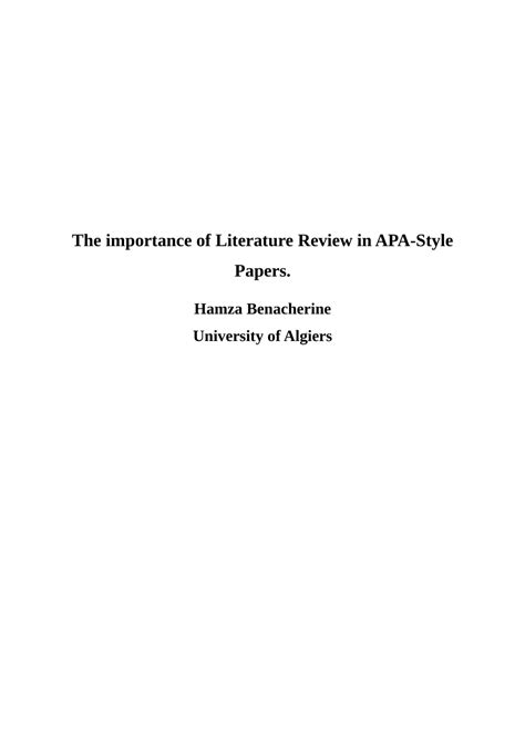 Literature Review In Apa 7