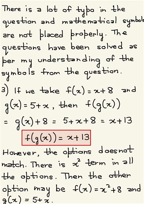 Solved 3 Given The Functions Fx X 8 And Gx 5 X Determine An Course Hero