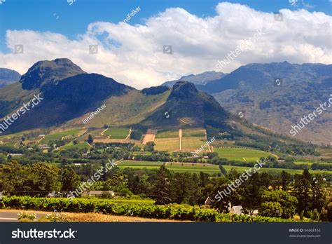 Rural Landscape With Mountains Fields And Vineyard Capetown Province