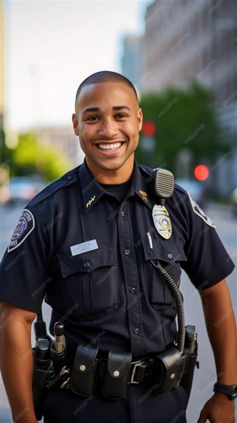 Premium Ai Image Portrait Police Officer In Uniform Standing Tall And