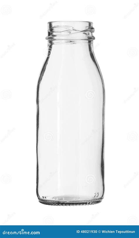 Glass Milk Bottle No Cap Isolated On White Background Stock Photo