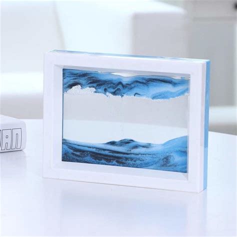 Blue Moving Sand Picture Frame Drifting Sandscapes Motion Art Decor
