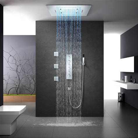 Rainfall Led Showerhead Large Waterfall Shower Heads Misty Thermostatic