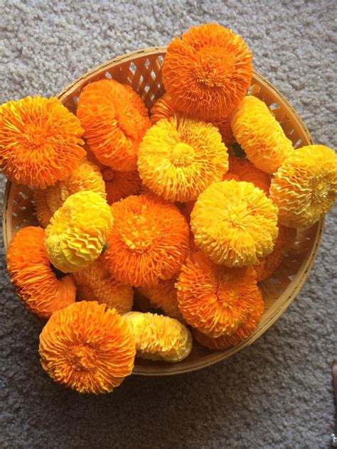 You can make a big statement with a big arrangement of crepe paper flowers! Marigold flower with crepe paper | Crepe paper crafts ...