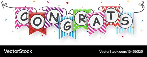 Congratulations Banner With Bunting Flags Vector Image
