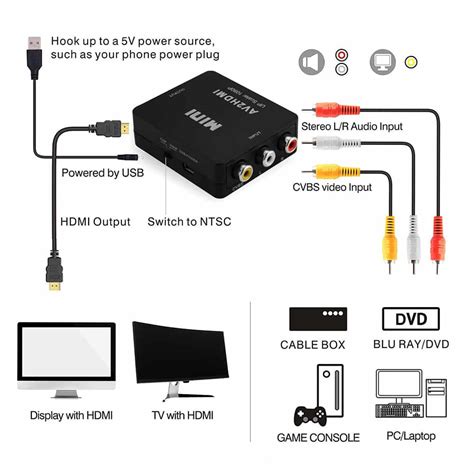 Red Yellow White Cable To Hdmi Converters Rca To Hdmi Converters