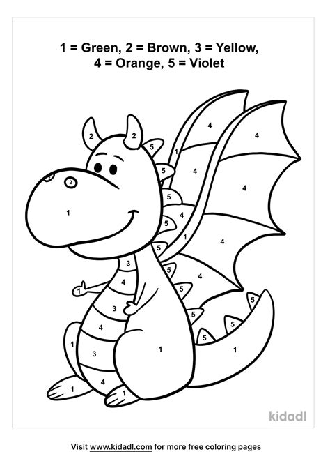 Free Drragon Color By Numbers Coloring Page Coloring Page Printables