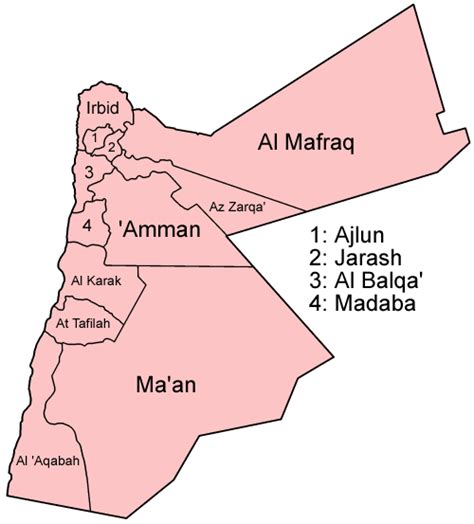 Jordan - governorates • Map • PopulationData.net