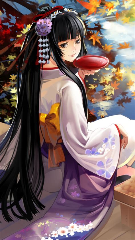 Autumn Kimono Anime Girl Fondos De Pantalla Gratis Para Iphone 5c
