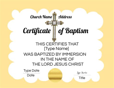Printable Free Edit Baptism Certificate Template Word Printable