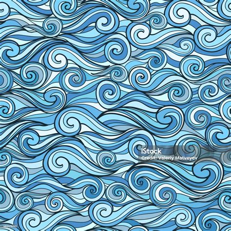 Sea Waves Pattern Stock Illustration Download Image Now Abstract
