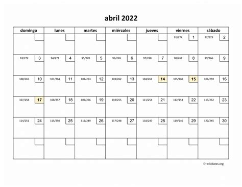 Calendario Abril 2022 De México