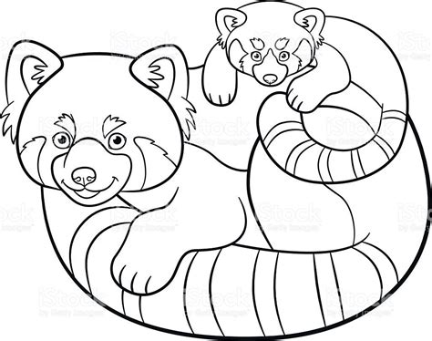 Coloring Pages Mother Red Panda With Her Cute Baby Panda Coloring