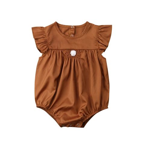 Newborn Toddler Baby Girl Ruffle Romper Lovely Baby Girls Solid Color