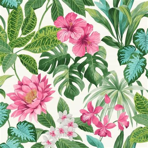 Tropica Rainforest Greenpink Wallpaper Tropical Wallpaper Green