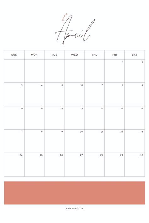 Printable April Calendars 2023 Anjahome In 2022 October Calendar