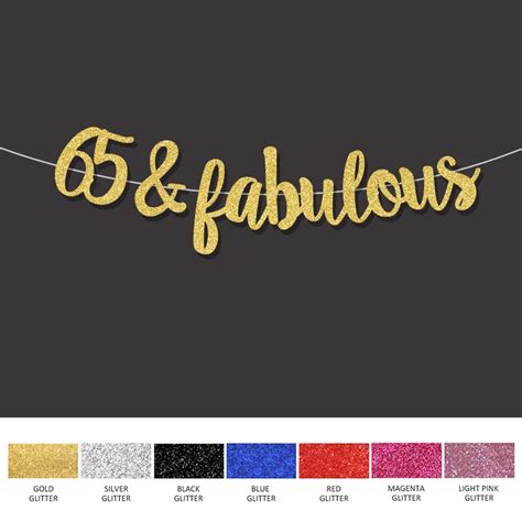 Goldblacksilver Glitter 65andfabulous Banner 65th Happpy Birthday Sign