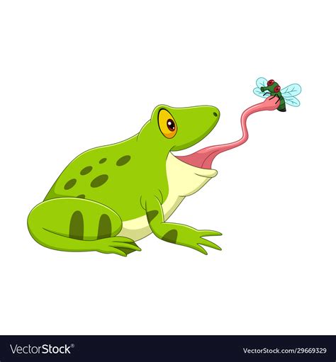 Cartoon Frog Catching A Fly Royalty Free Vector Image