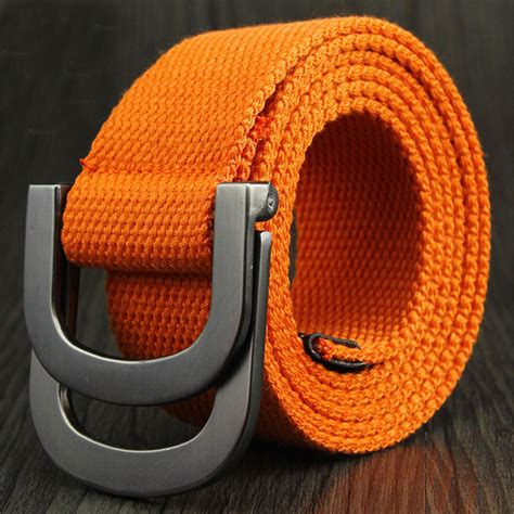 2018 Classic Double D Ring Strap Men Belts Canvas Knitted Belt High