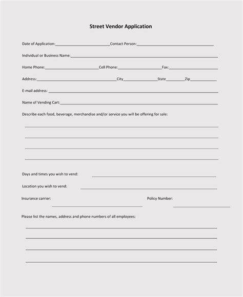 printable blank vendor registration form templates  word