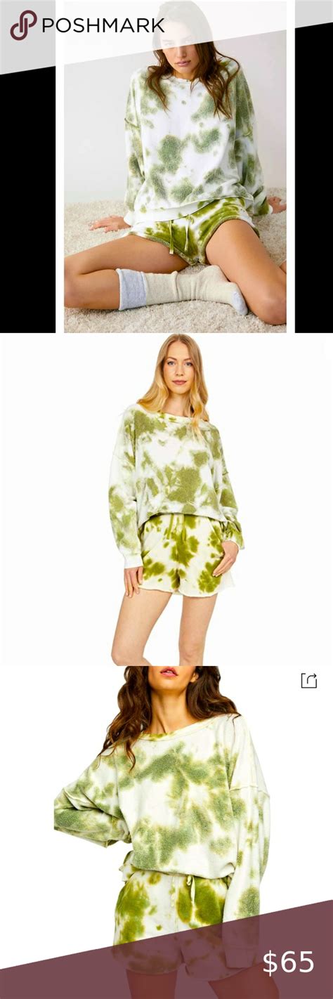 Free People Kelly Washed Tie Dye Army Combo Sweatshirt Combo Kelly Free People Tie Dye Army