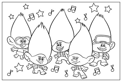 Color Page Trolls Band Together Free Printable Coloring Pages