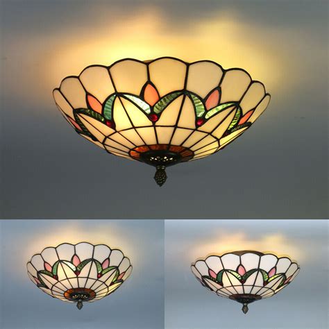 Find flush mount wall lights at wayfair. Tiffany Style Flush Mount Ceiling Light Stained Glass Lamp ...