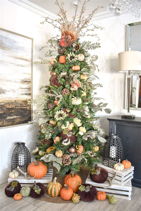 Autumn Thanksgiving Tree With Pumpkins Home With Holliday