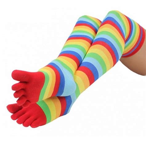 Stripy Over Knee Toe Socks Gifts For Teens Socks Toe Socks