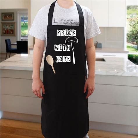 Prick With Fork Apron Black Cooking Apron Bbq Apron Novelty Etsy