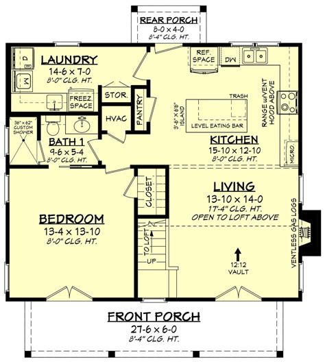 Cottage Plan 1 227 Square Feet 1 Bedroom 2 Bathrooms 041 00288 Cottage Floor Plans Small