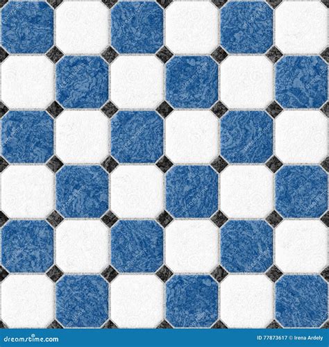 Blue And White Marble Square Floor Tiles Seamless Pattern Texture