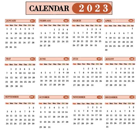 2023 Calendars White Transparent Calendar 2023 In Light Brown Color