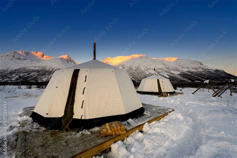 Modern Sami Home Look Alike Sami Tent Tromsotromso Lapland Stock